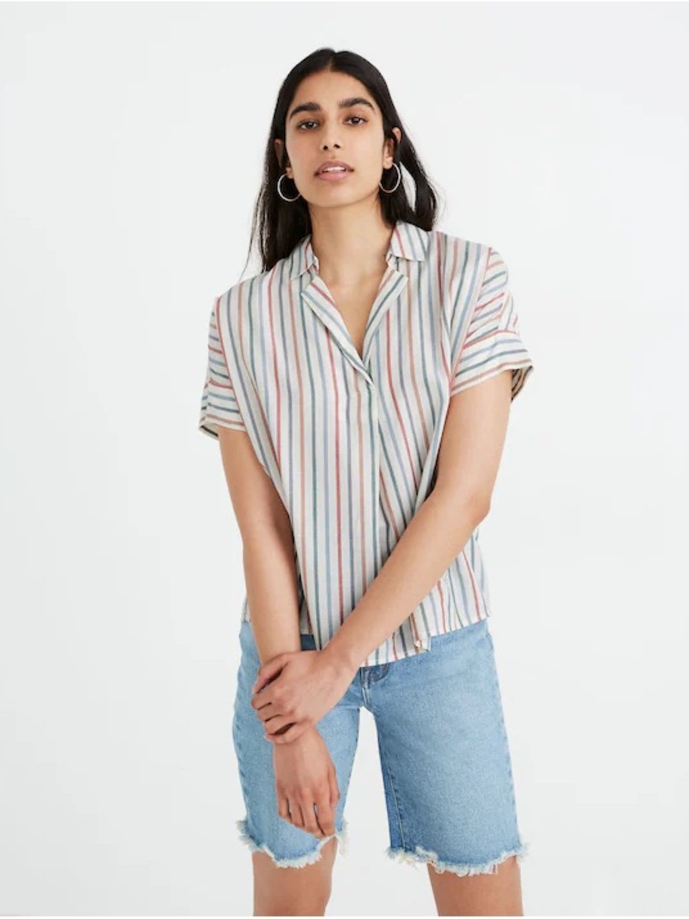 Madewell - Park Popover Shirt in Rainbow Stripe